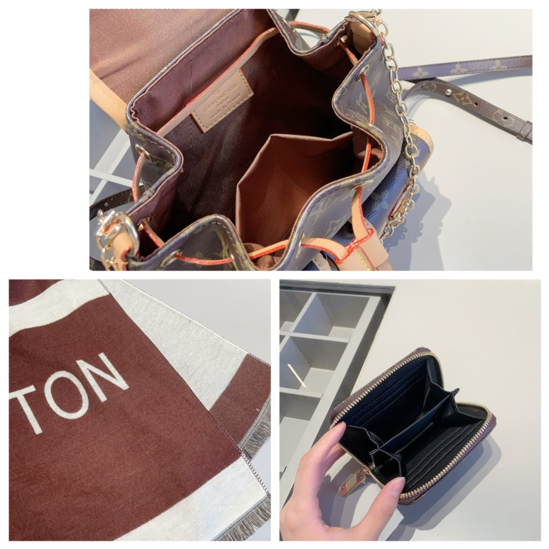 【ルイヴィトン】3点セット☆新作バックパック|手持ち&ショルダー使用可♪休暇や日常使いにぴったり!