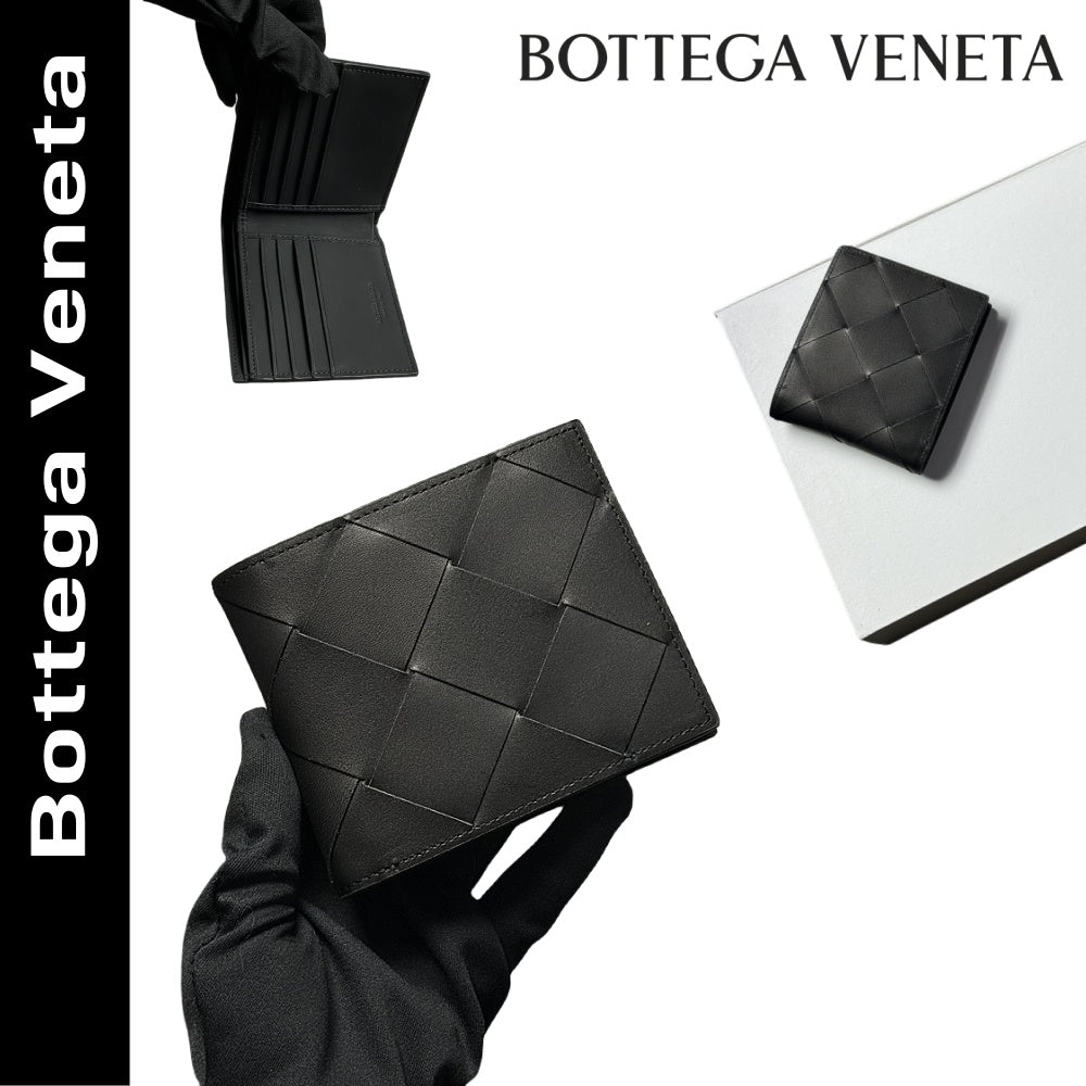 【ボッテガヴェネタ】黒カセット 二つ折り 財布☆超人気☆