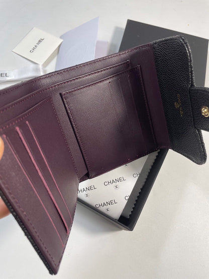 【シャネル】マトラッセ♪二つ折り財布 ♪ミニウォレット*キャビアスキン黒AP0229 AP0231