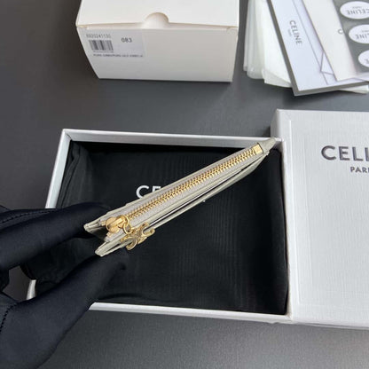 【セリーヌ】2色ギフトにも*送料込☆ ジップ付きカードホルダー トリオンフ チャーム