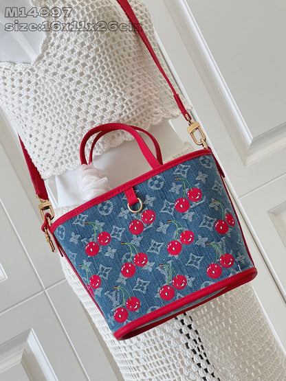 【ルイヴィトン】彩りチェリー刺繍☆ネヴァーフルBB リバーシブル